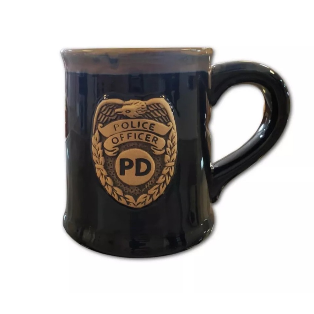Police Coffee Cup Mug Black NIB‎ Porcelain Burton + Burton